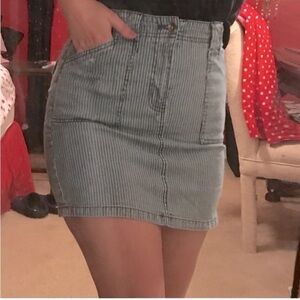 Vintage Y2K Route 66 Pin Stripe Jean Mini Skirt. Size 8